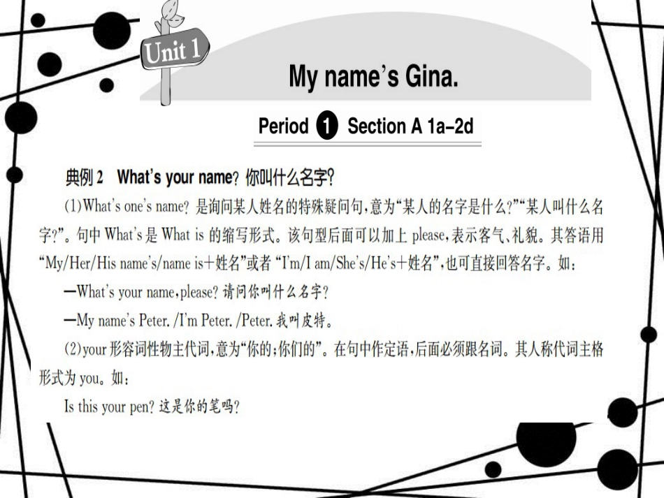 七年级英语上册 Unit 1 My name’s Gina导学课件 （新版）人教新目标版_第2页