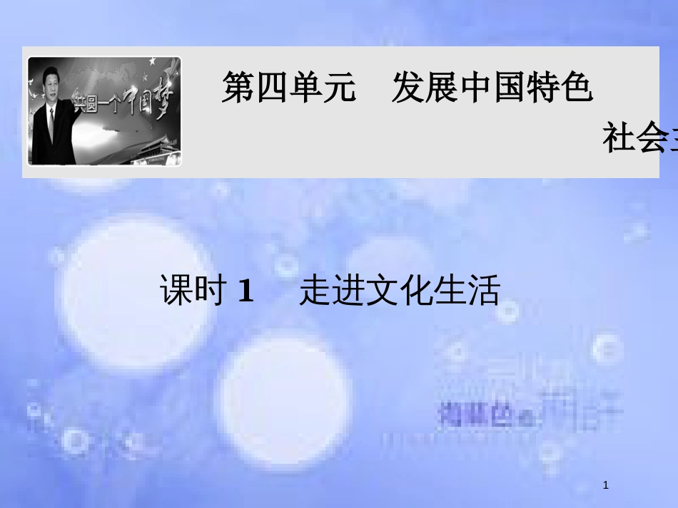 高考政治一轮复习 第四单元 发展中国特色社会主义文化 课时1 走进文化生活课件 新人教版必修3_第1页