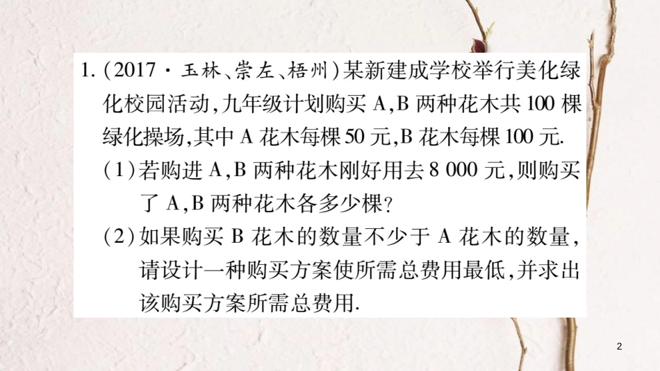 （达州专版）中考数学总复习第二轮中档题突破专项突破2实际应用与方案设计课件_第2页