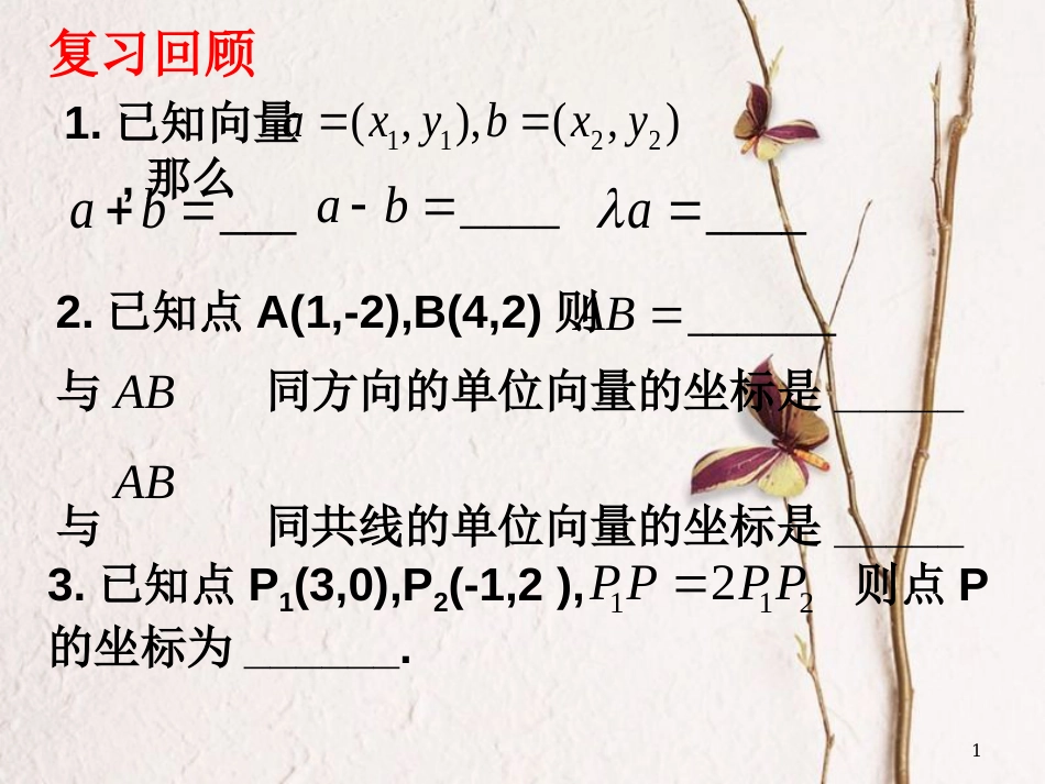 江苏省宿迁市高中数学 第二章 平面向量 2.3.2 向量平行的坐标表示课件2 苏教版必修4_第1页