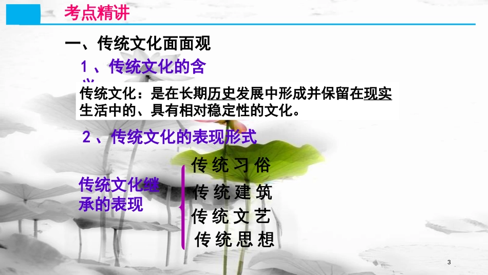 高考政治第十单元文化传承与创新课时2文化的继承性与文化发展考点一传统文化的继承课件新人教版必修3_第3页