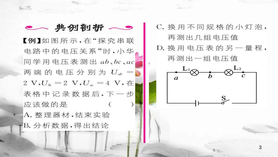 （毕节专版）九年级物理全册 第16章 第2节 串、并联电路中的电压规律作业课件 （新版）新人教版_第3页