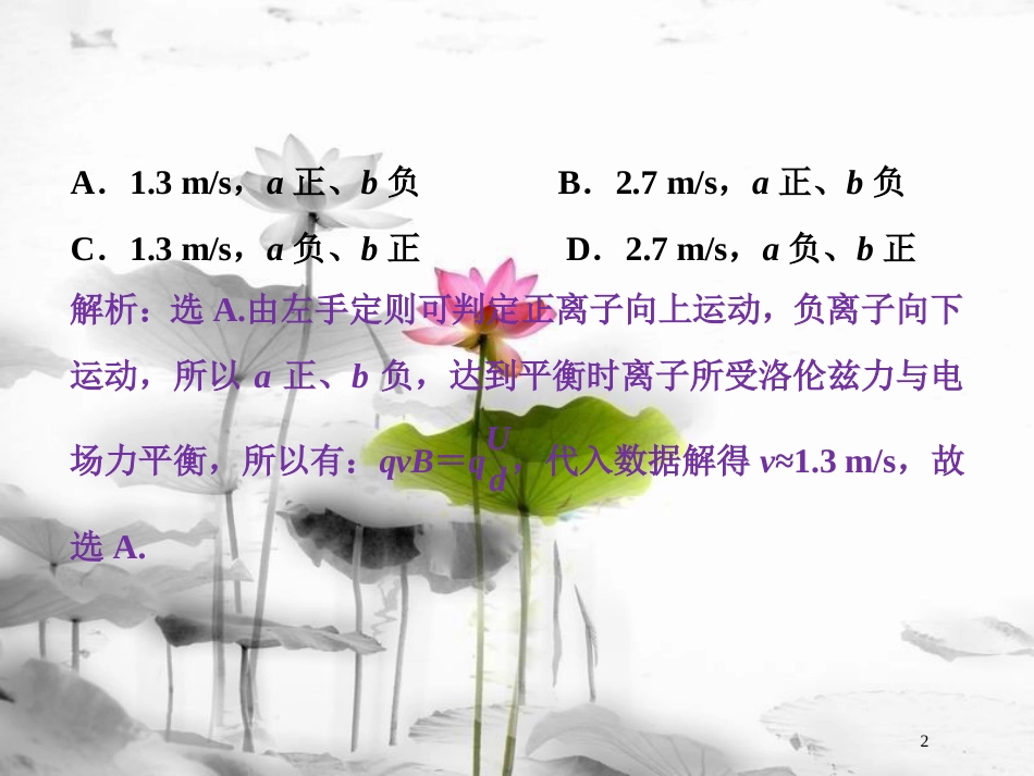 （新课标）高考物理一轮复习 第九章 磁场 第三节 带电粒子在复合场中的运动随堂达标巩固落实课件_第2页