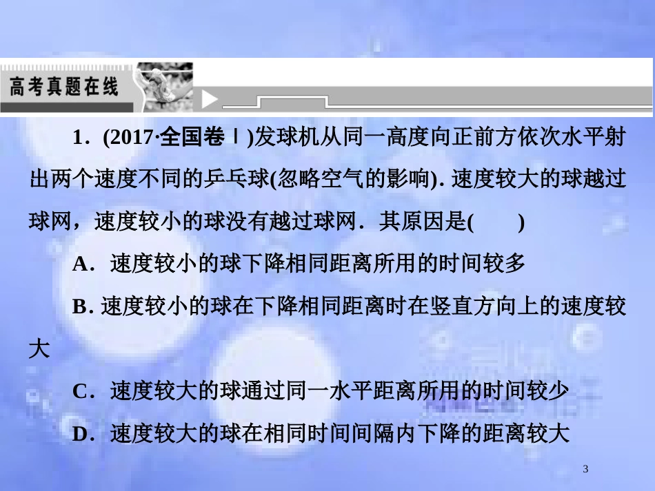 高考物理二轮复习 第一部分 专题一 力与运动 第3讲 抛体运动和圆周运动课件 新人教版_第3页