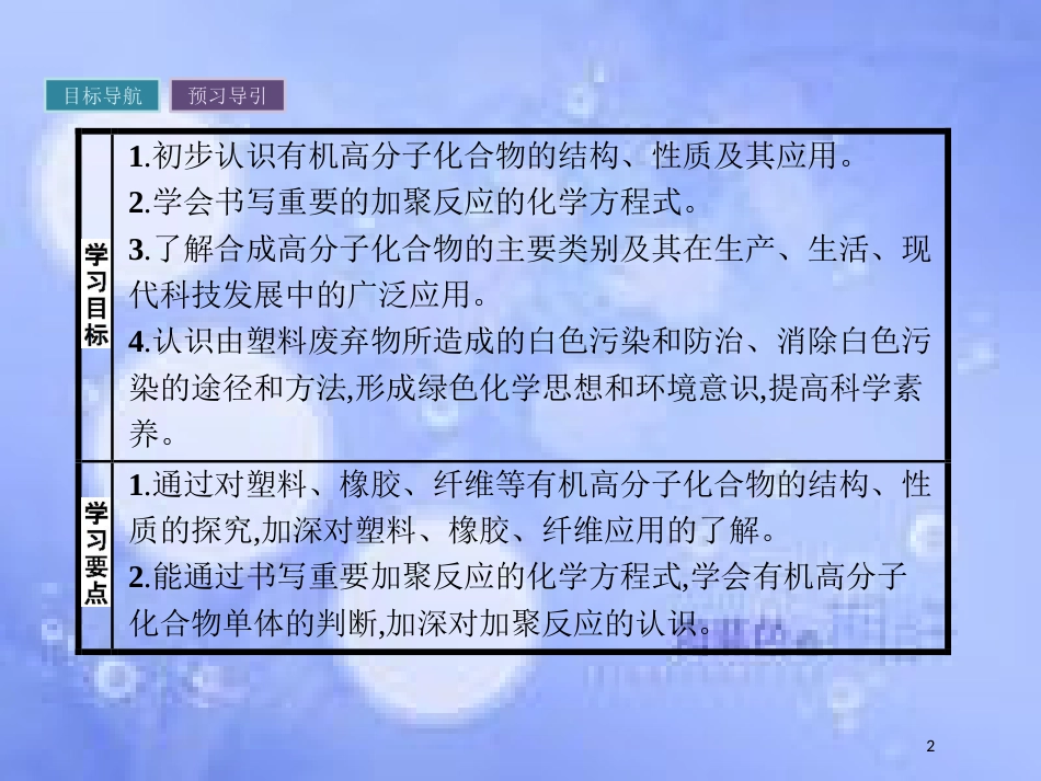 春高中化学 第3章 重要的有机化合物 3.4 塑料 橡胶 纤维课件 鲁科版必修2_第2页