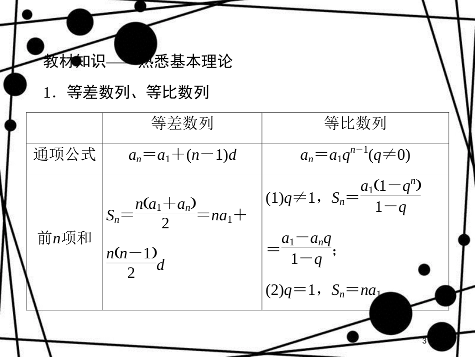 高考数学二轮复习 第四部分 教材回扣 4.9 数列课件 理_第3页