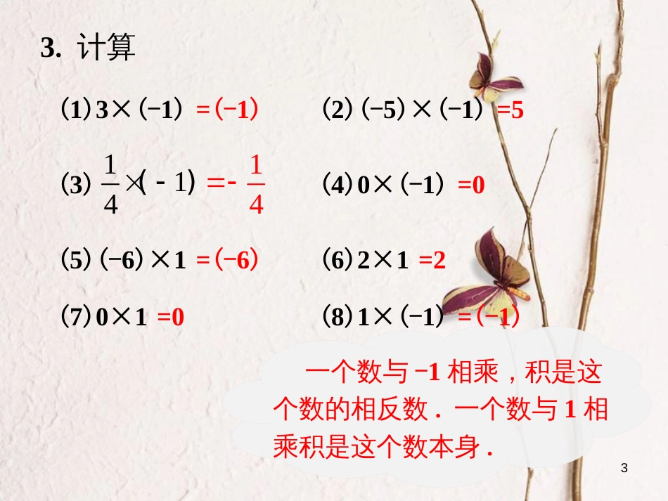 七年级数学上册 2.9 有理数的乘法 2.9.1 有理数的乘法法则练习素材 （新版）华东师大版_第3页