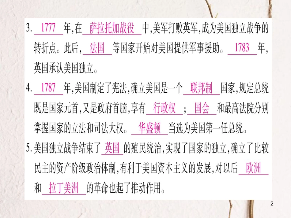 （广西专版）九年级历史上册第12课美国的诞生习题课件新人教版_第2页