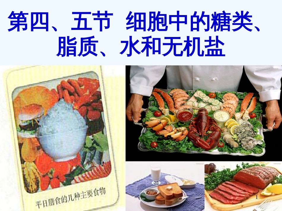 高中生物：2.45细胞中的糖类、脂质、水和无机盐课件人教版必修1_第1页