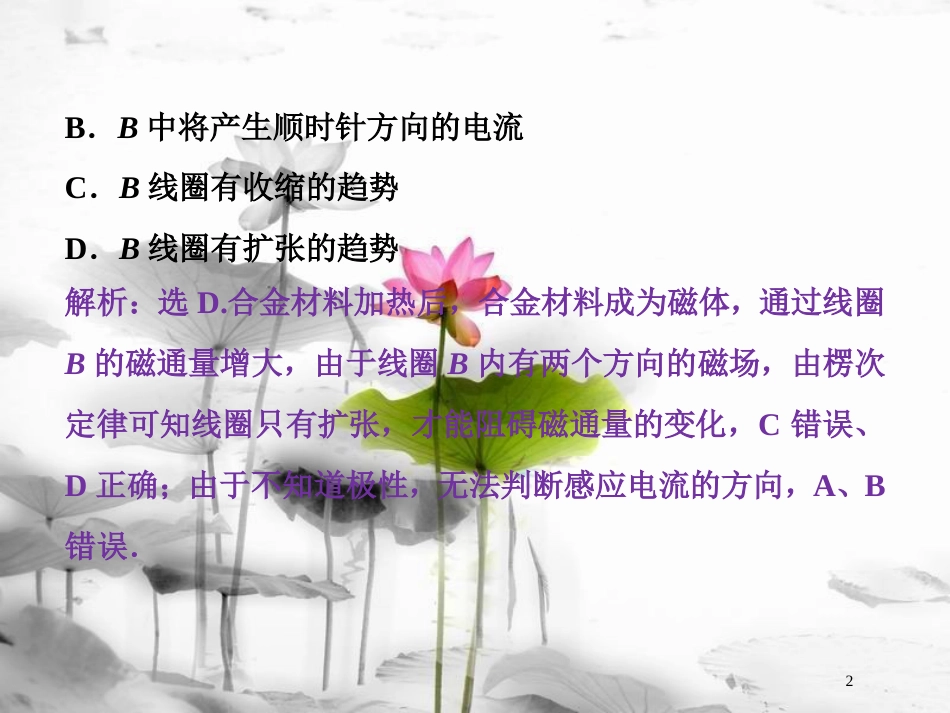 （新课标）高考物理一轮复习 第十章 电磁感应 第一节 电磁感应现象 楞次定律课后检测能力提升课件_第2页