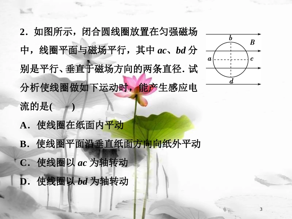（新课标）高考物理一轮复习 第十章 电磁感应 第一节 电磁感应现象 楞次定律课后检测能力提升课件_第3页