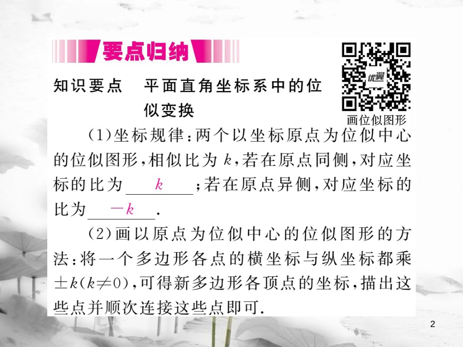 （江西专用）九年级数学上册4.8图形的位似第2课时平面直角坐标系中的位似变换讲练课件（新版）北师大版_第2页