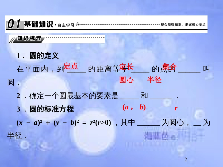 高考数学总复习 9.3 圆的方程课件 文 新人教B版_第2页