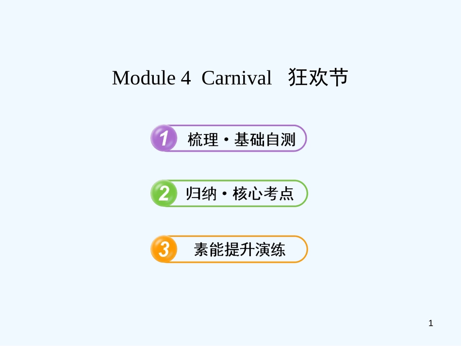 （山东 天津专用）高考英语 Module 4 Carnival复习方略课件 外研版必修5_第1页