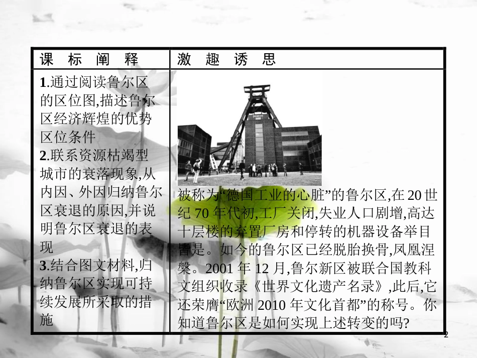 高中地理 第二章 区域可持续发展 2.4 德国鲁尔区的探索课件 中图版必修3_第2页