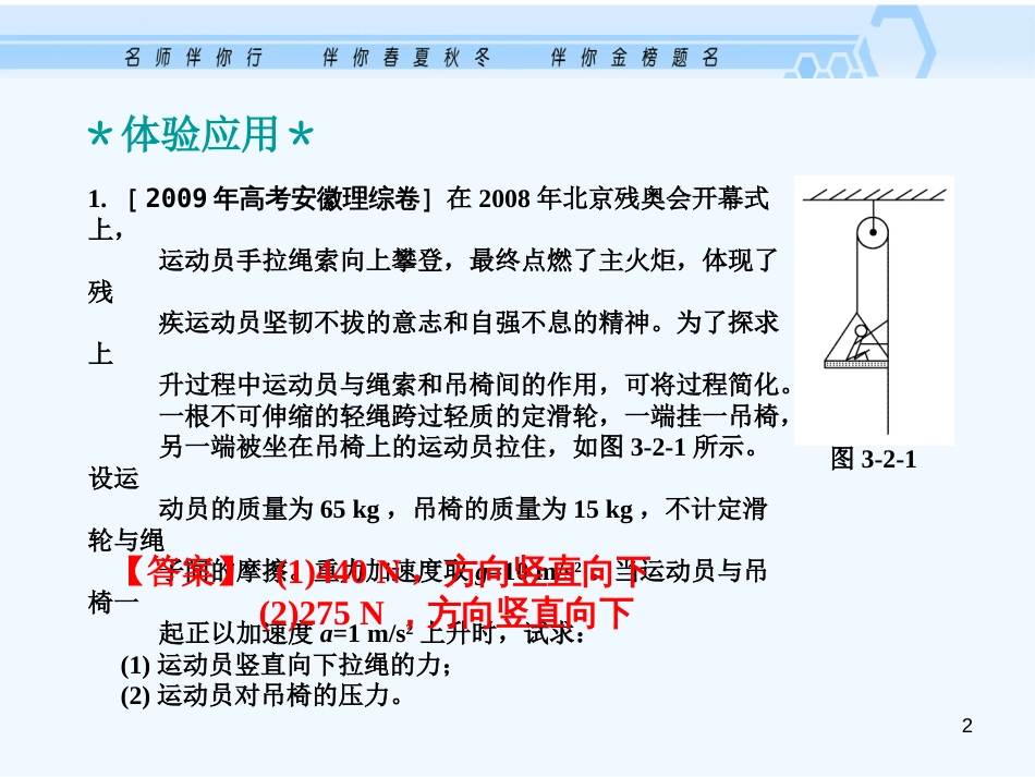 高考物理一轮复习 3.2 牛顿定律的应用——两类动力学问题与超重、失重课件 新人教版_第2页