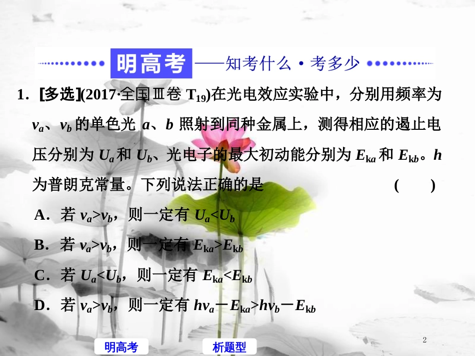 高考物理二轮复习 高考研究（十九）聚焦选择题考法—原子物理学课件_第2页