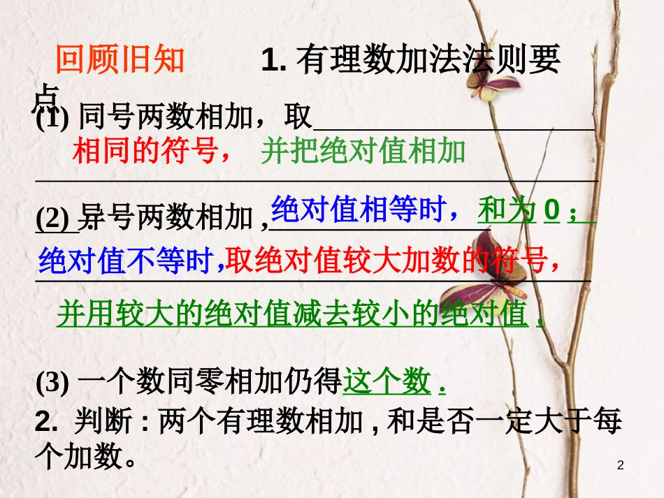 七年级数学上册 2.6 有理数的加法 2.6.2 有理数加法的运算律教学课件1 （新版）华东师大版_第2页