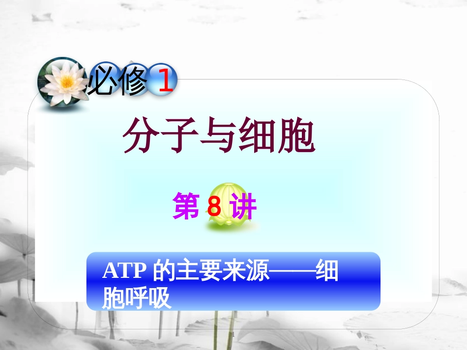 （山西专用）高三生物一轮复习 第8讲 ATP的主要来源――细胞呼吸课件 新人教版必修1_第1页