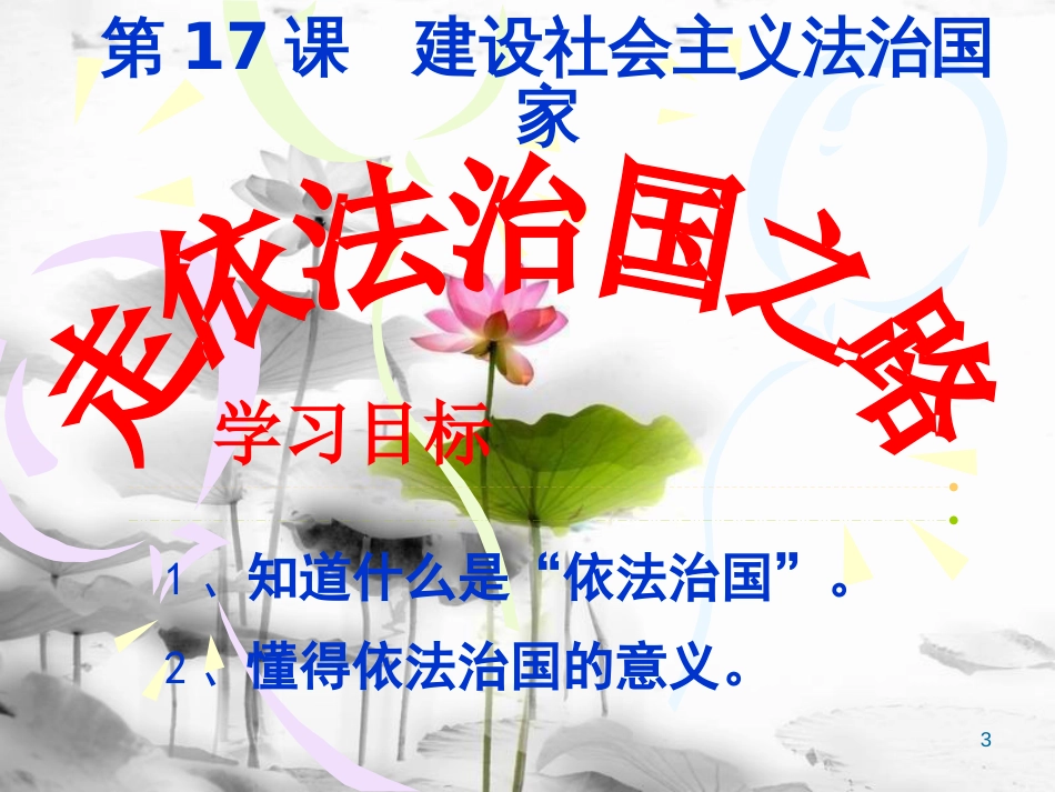 八年级政治下册 第八单元 生活在依法治国的国家 第17课 建设社会主义法治国家（走依法治国之路）课件 鲁人版六三制_第3页