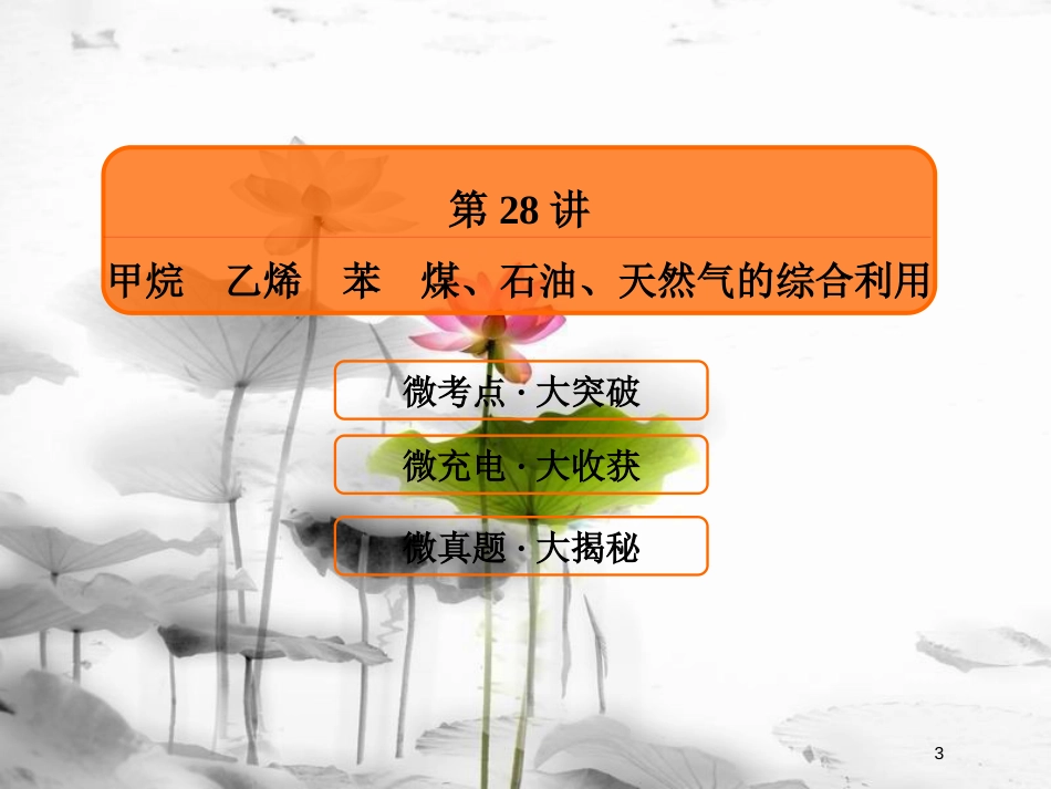 （新课标）高考化学大一轮复习28甲烷乙烯苯煤、石油、天然气的综合利用课件新人教版_第3页