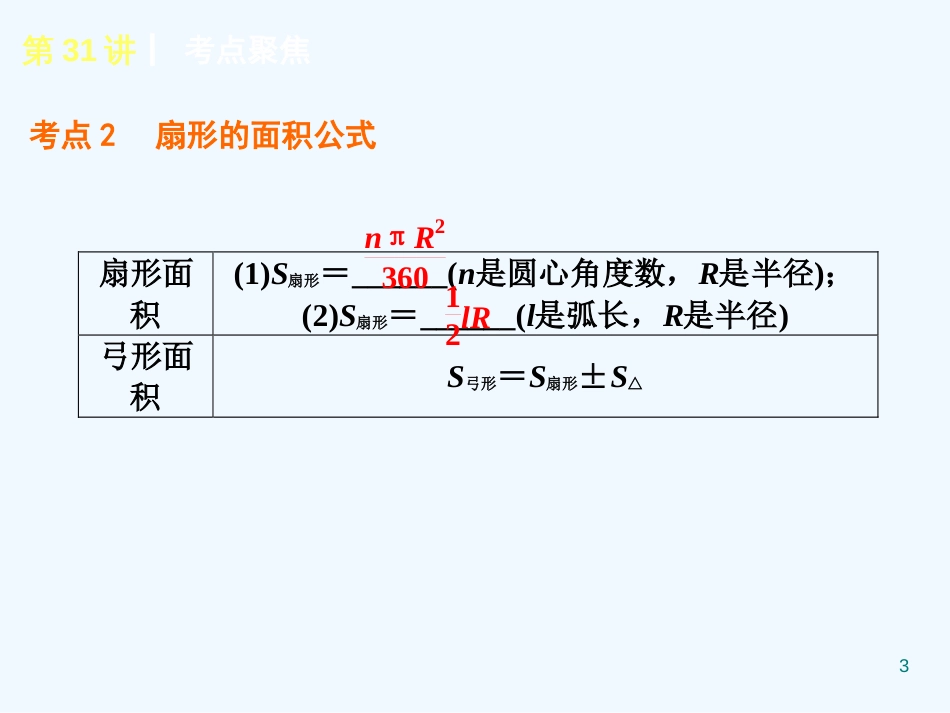 （新课标）中考数学查漏补缺第一轮基础复习 第31讲 弧长、扇形、圆锥的计算问题课件 华东师大版_第3页