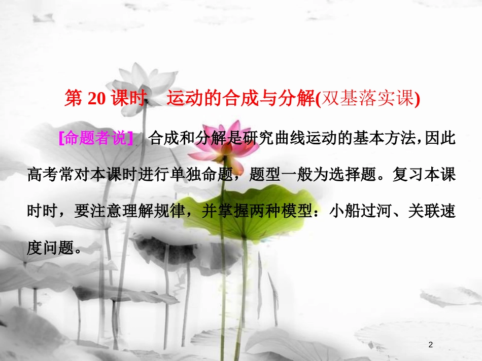 （新课标）高考物理总复习 第四章 曲线运动 第20课时 运动的合成与分解（双基落实课）课件_第2页