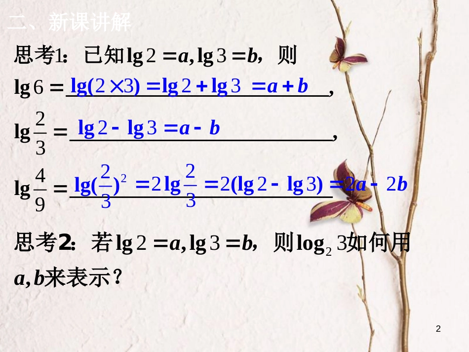 四川省眉山市高中数学 第二章 基本初等函数（Ⅰ）2.2.1 对数与对数运算（第3课时）课件 新人教A版必修1_第2页