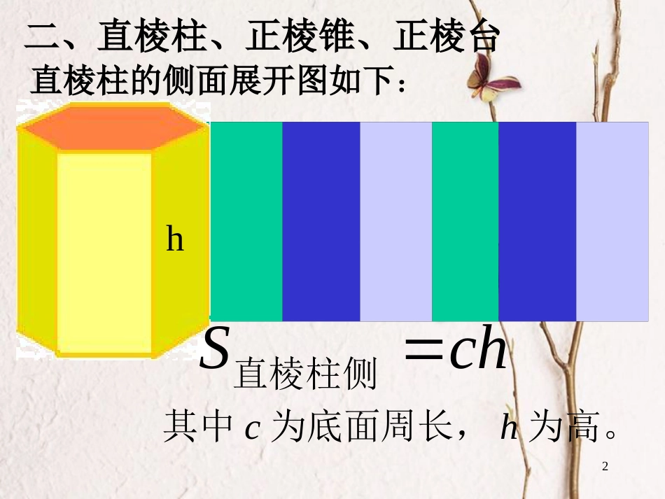 江苏省宿迁市高中数学 第1章 立体几何初步 1.3.1 空间几何体的表面积 简单几何体的侧面积课件 苏教版必修2_第2页