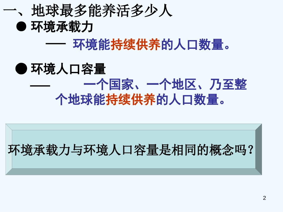 高中地理《13人口的合理容量》课件 新人教版必修2_第2页