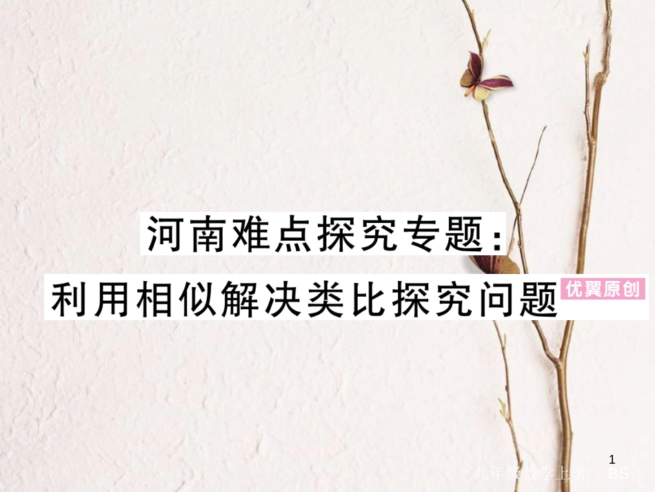 （河南专版）九年级数学上册河南难点探究专题利用相似解决类比探究问题习题讲评课件（新版）北师大版_第1页