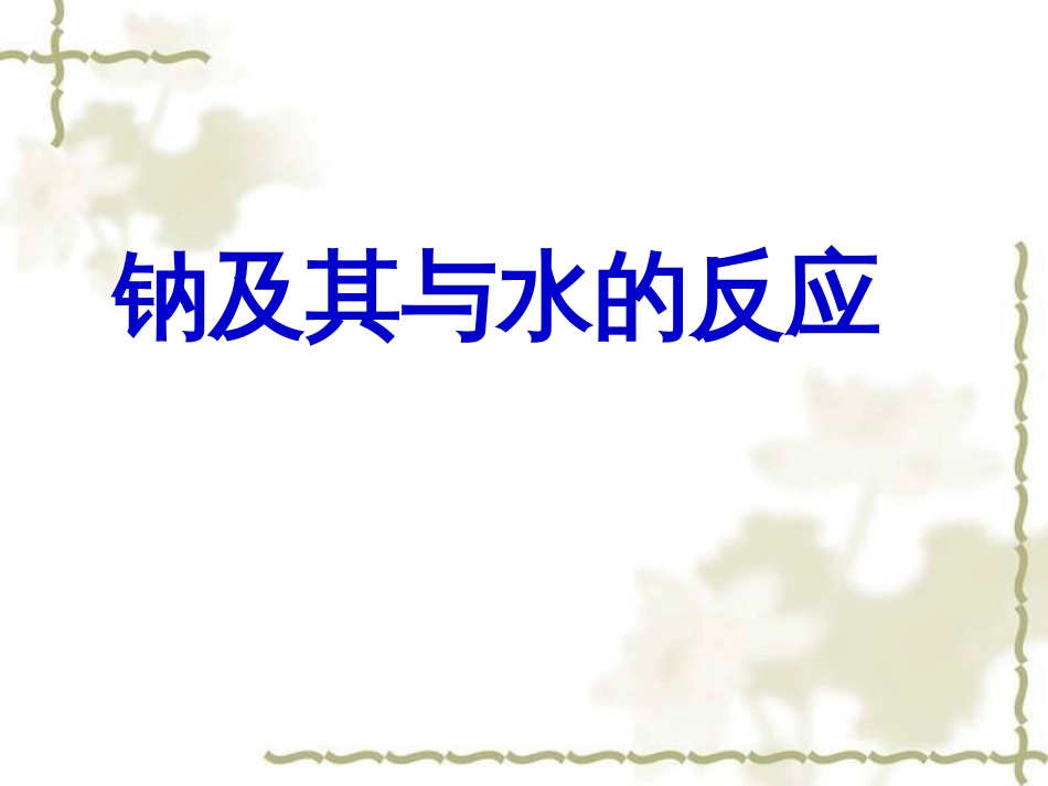 河北省南宫市高三化学二轮复习 钠及其与水的反应课件 新人教版_第1页