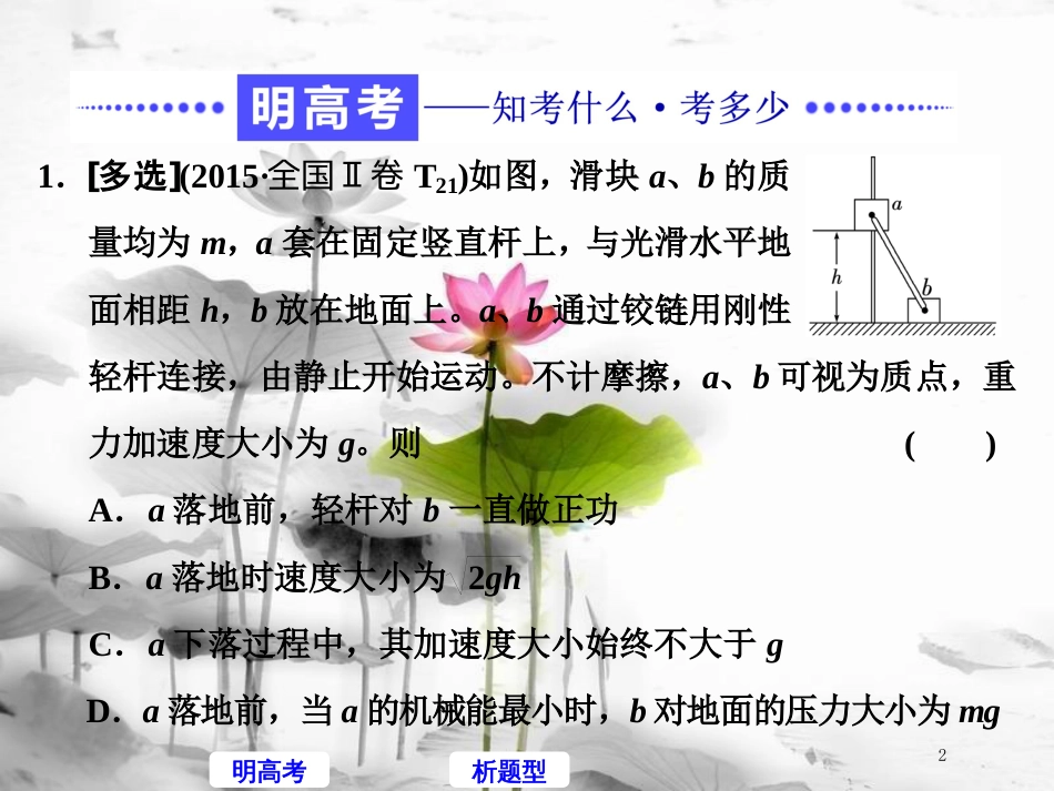 高考物理二轮复习 高考研究（七）聚焦选择题考法—机械能守恒定律、功能关系课件_第2页