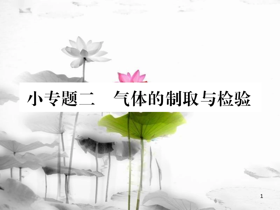 （云南专版）九年级化学上册 小专题二 气体的制取与检验习题课件 （新版）新人教版_第1页