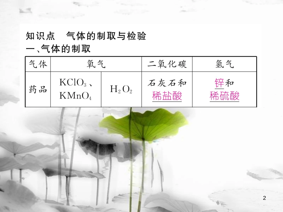 （云南专版）九年级化学上册 小专题二 气体的制取与检验习题课件 （新版）新人教版_第2页