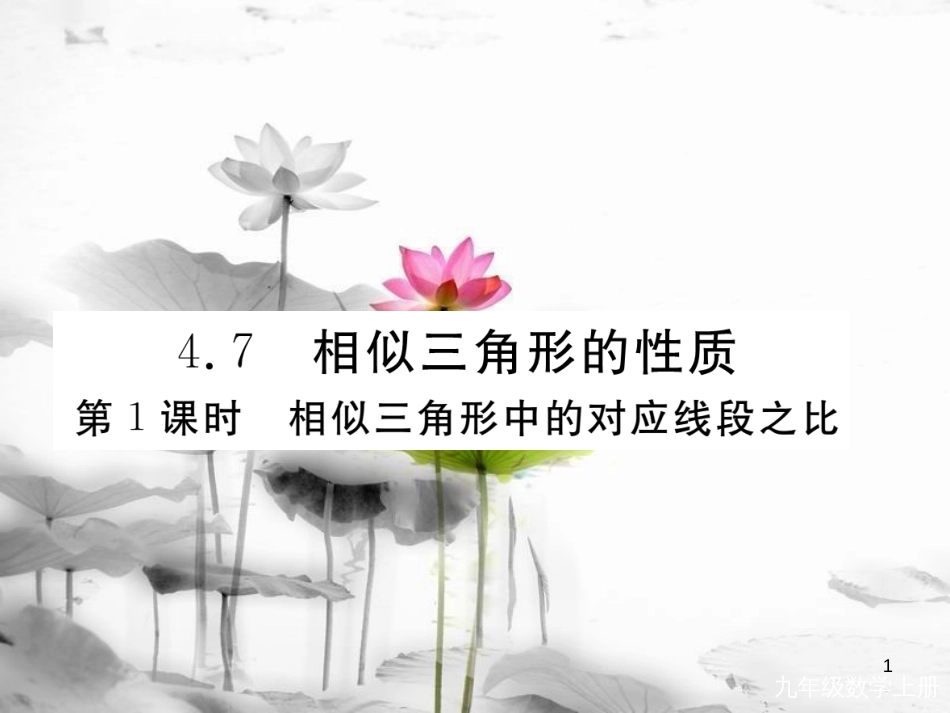 （河南专用）九年级数学上册4.7相似三角形的性质第1课时相似三角形中的对应线段之比作业课件（新版）北师大版_第1页