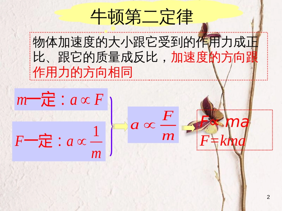 河北省保定市涞水县义安镇高中物理 第四章 牛顿运动定律 4.3 牛顿第二定律课件 新人教版必修1_第2页