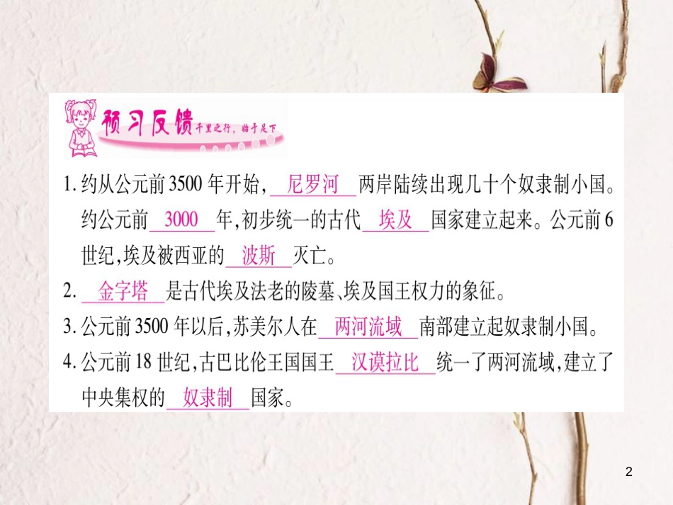 （广西专版）九年级历史上册第2课大河流域—人类文明的摇篮习题课件新人教版_第2页