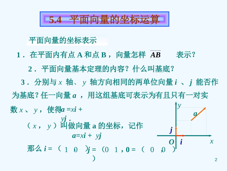 高中数学：《平面向量的坐标运算》专题教学指导课件（新人教版）_第2页