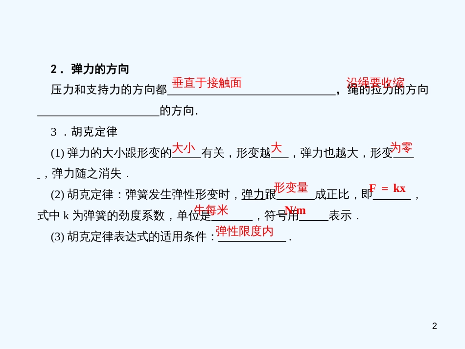 高中物理 同步教学第3章 3.2 弹力课件 沪科版必修1_第2页