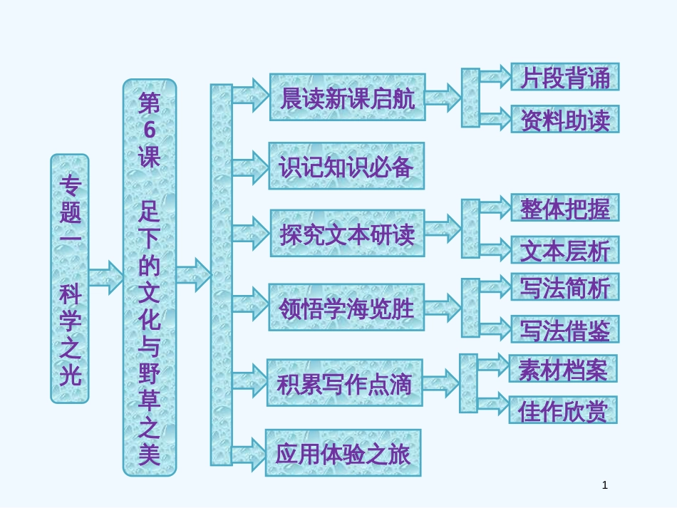 高中语文 专题一 第6课 足下的文化与野草之美精品课件 苏教版必修5_第1页