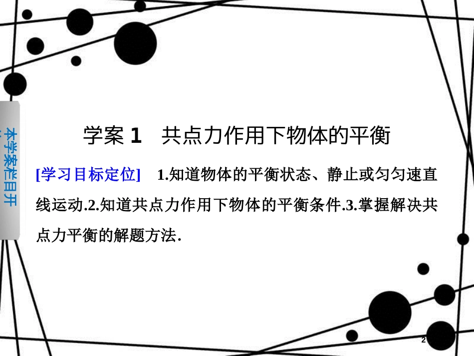 高中物理 第四章 物体的平衡 第1节 共点力作用下物体的平衡课件 教科版必修1 (2)_第2页