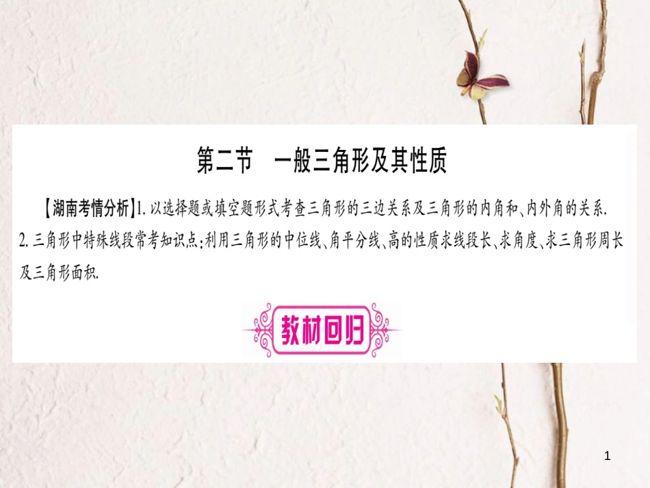 （湖南专版）中考数学总复习第一轮考点系统复习第4章三角形第2节一般三角形及其性质课件_第1页
