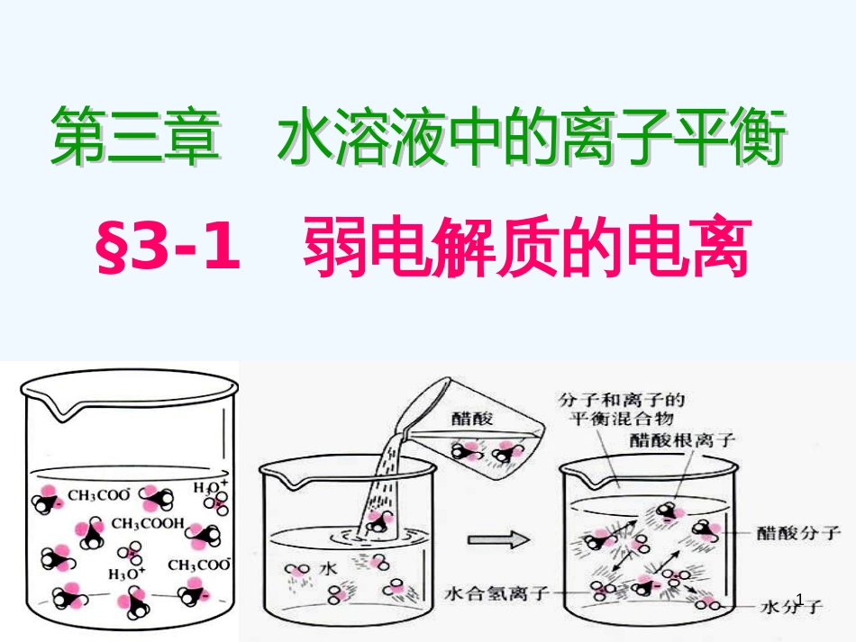 黑龙江省虎林市高级中学高二化学《弱电解质电离平衡》课件2 新人教版_第1页