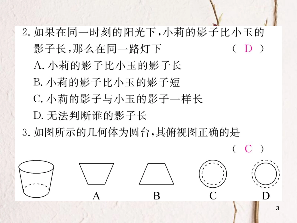（河南专版）九年级数学上册第五章投影与视图检测卷习题讲评课件（新版）北师大版_第3页