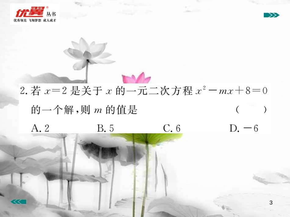 （河南专用）九年级数学上册2.1认识一元二次方程第2课时一元二次方程的解及其估算作业课件（新版）北师大版_第3页