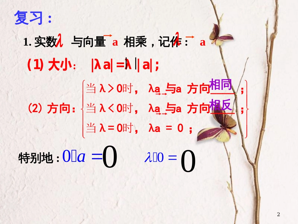 江苏省宿迁市高中数学 第二章 平面向量 2.2.3 向量的数乘课件3 苏教版必修4_第2页