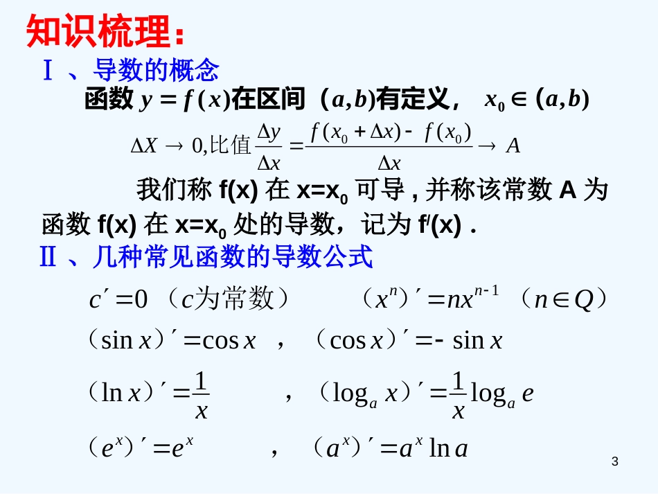 高中数学 1.4.3《导数的复习与小结》课件 苏教版选修2-2_第3页