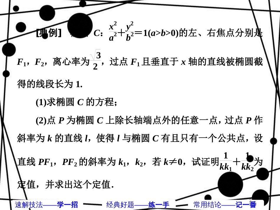 高考数学二轮复习 第一部分 板块（二）系统热门考点——以点带面（十五）巧用定值 曲径通幽课件 文_第2页