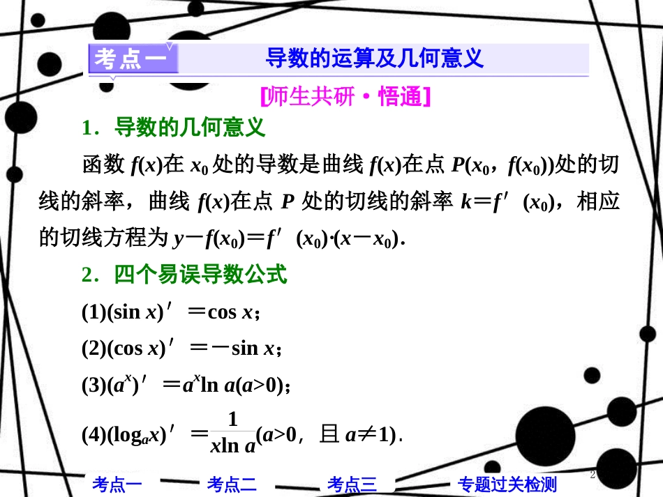 高考数学二轮复习 第一部分 层级二 75分的重点保分题精析精研 保分专题（三）导数的简单应用课件 文_第2页